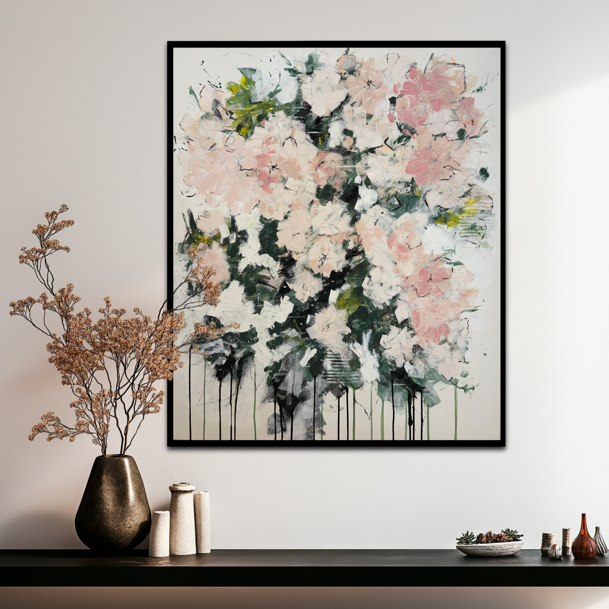 Artwork installed in a contemporary room